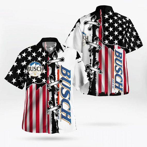 Busch Beer American Flag Hawaii Graphic Hawaii Casual Shirt Ha30212