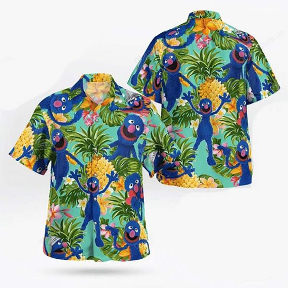 Grover Muppets Tropical Hawaii Graphic Hawaii Casual Shirt Ha77181